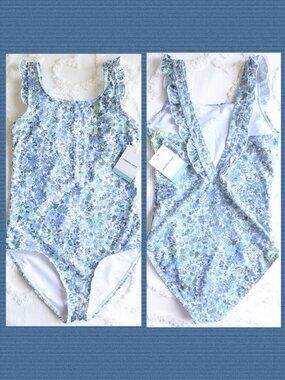 Marina West | Floral Ruffle VBack Salty Air Daisy Chain One Piece Size 10-11 NWT